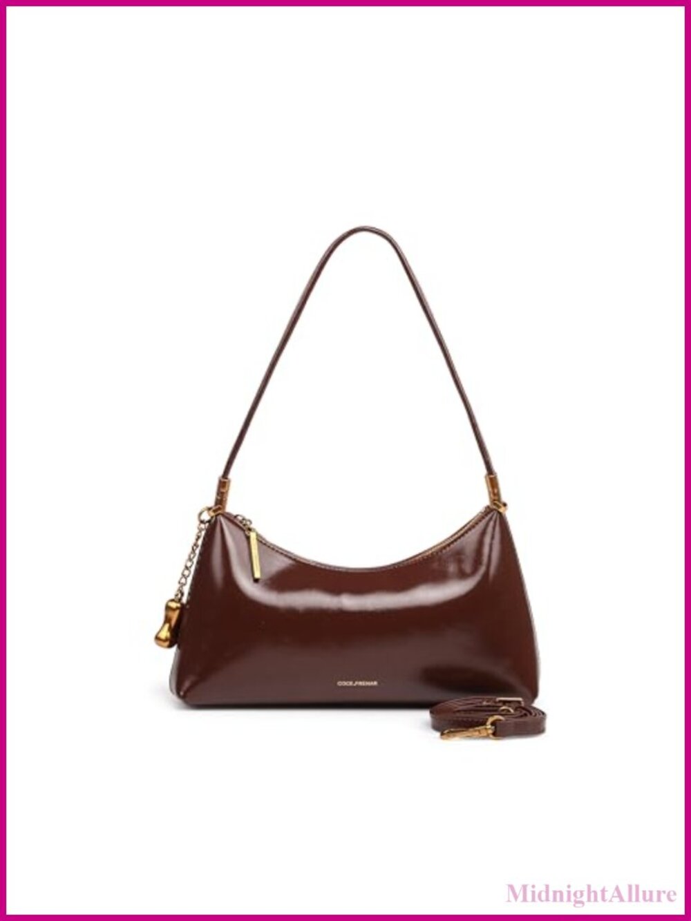 Faux Leather Crescent Hobo Bag Adjustable Crossbody Shoulder Purse